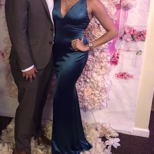 Satin Teal Formal Gown